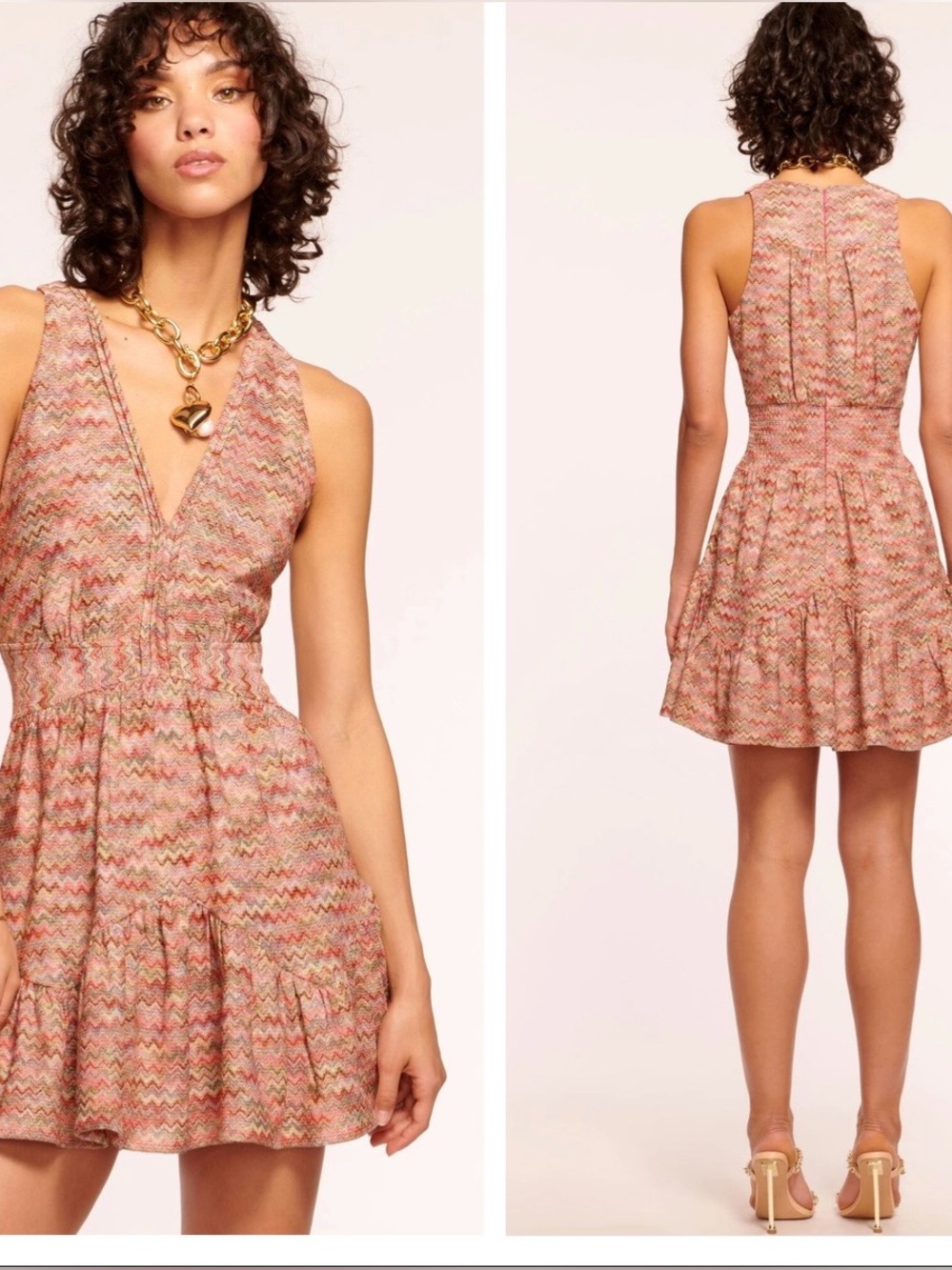 RAMY BROOK Willie Mini Dress in Punch Chevron SIZE:SP